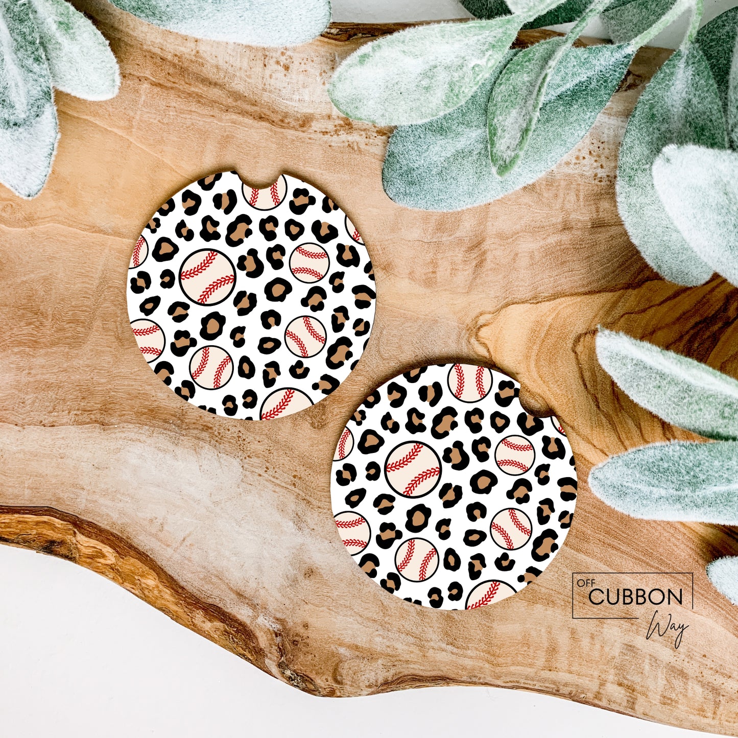 Baseball Cheetah Car Coasters