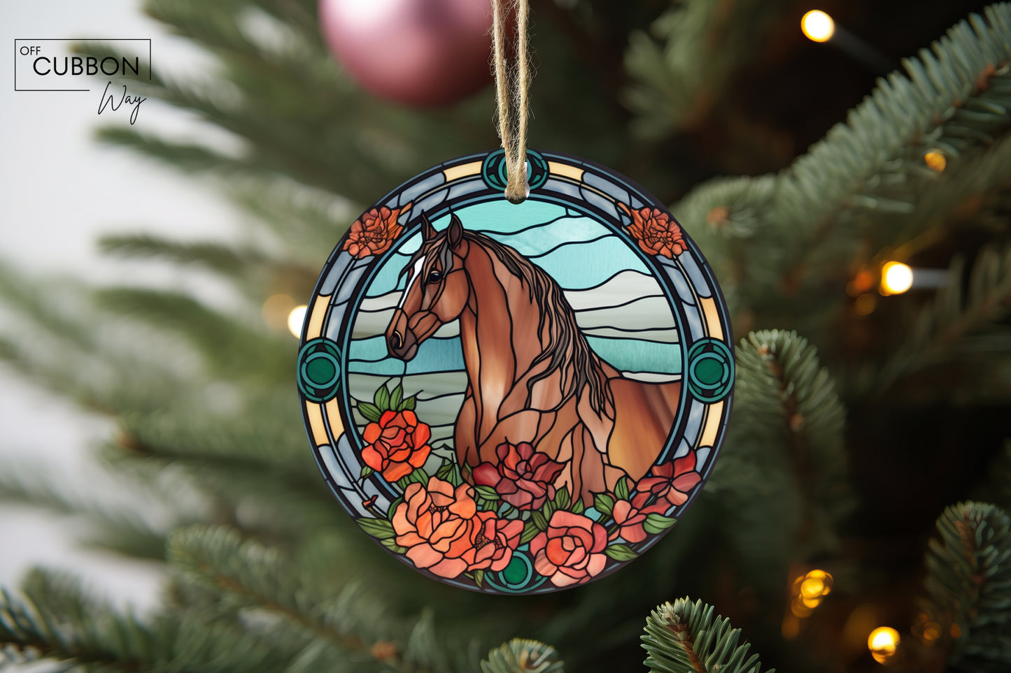 Red Roses Horse Ornament