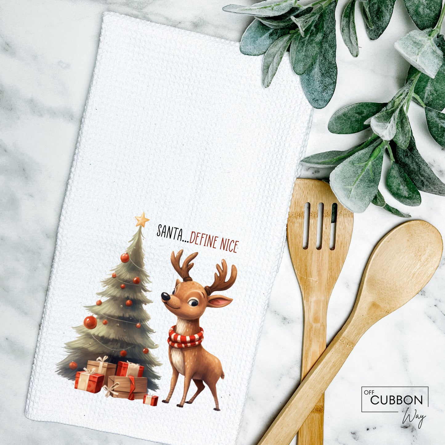 Santa Define Nice Kitchen Tea Towel