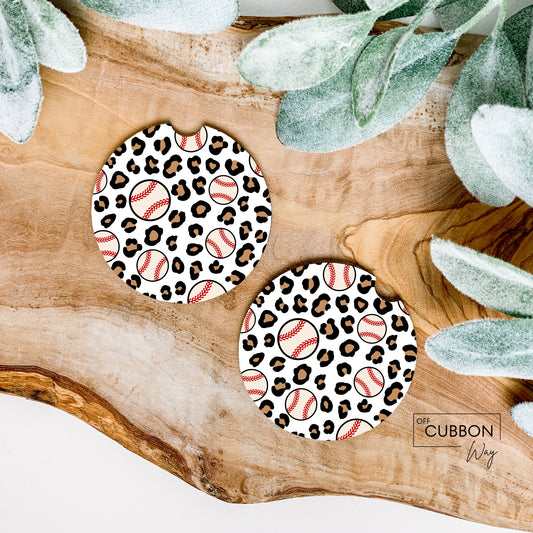 Baseball Cheetah Car Coasters