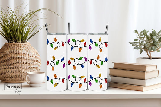 Faux Glitter Christmas Lights Tumbler