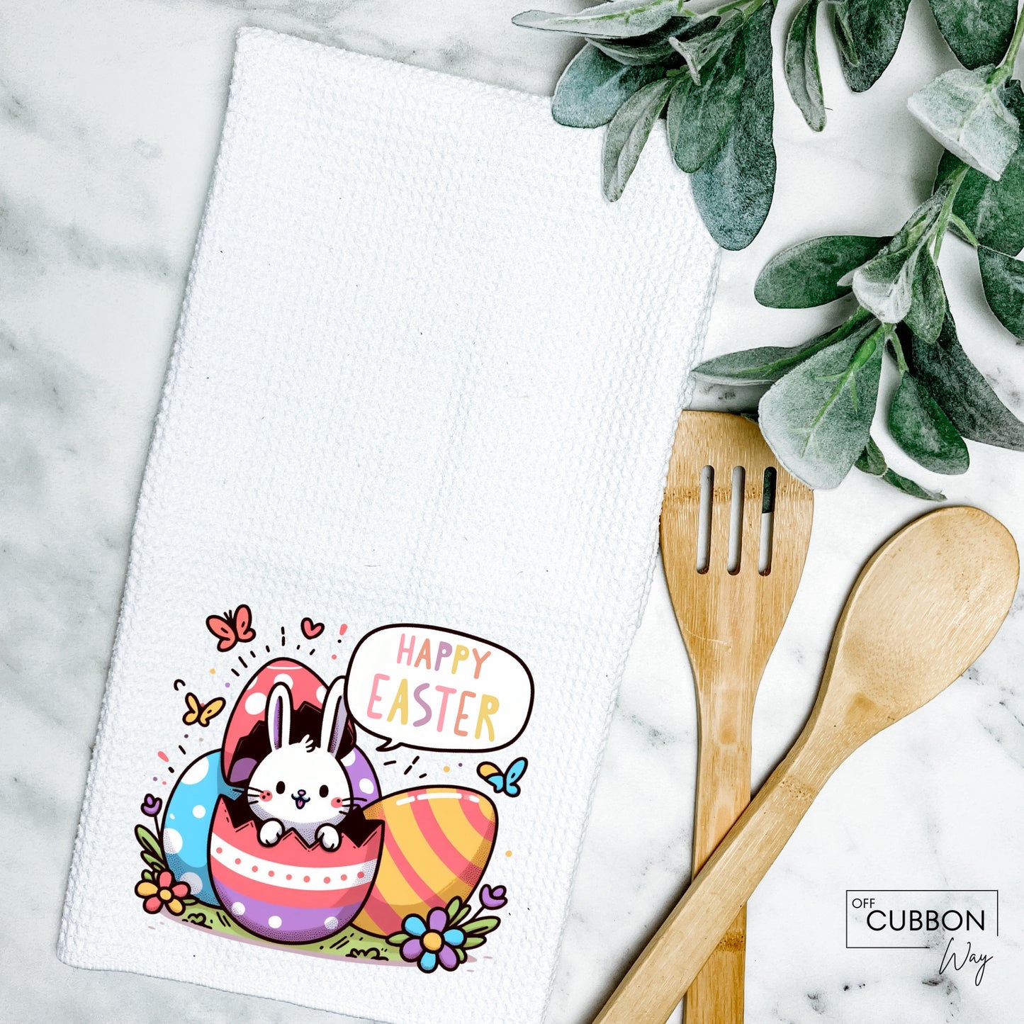 Happy Easter Bunny Kitchen Tea Towel