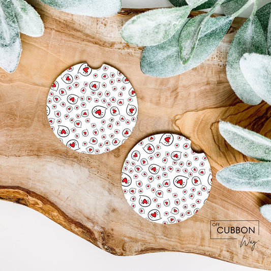 Heart Conversation Bubbles Car Coasters