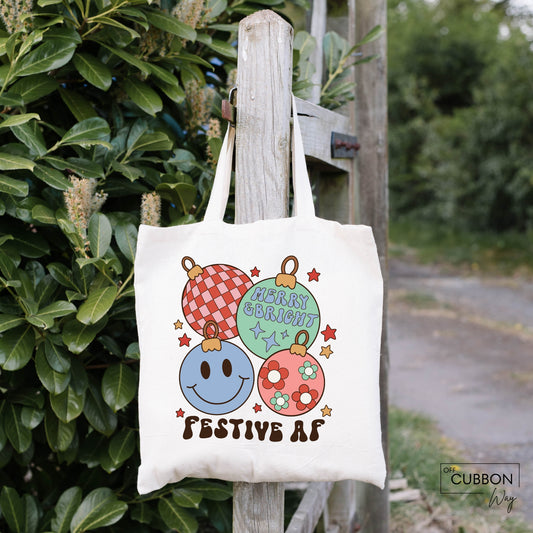 Merry Bright Festive AF Tote Bag
