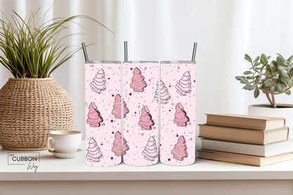 Pink Christmas Tree Cake Tumbler