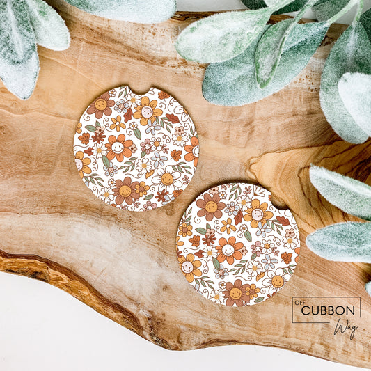 Smiling Flower Car Coasters