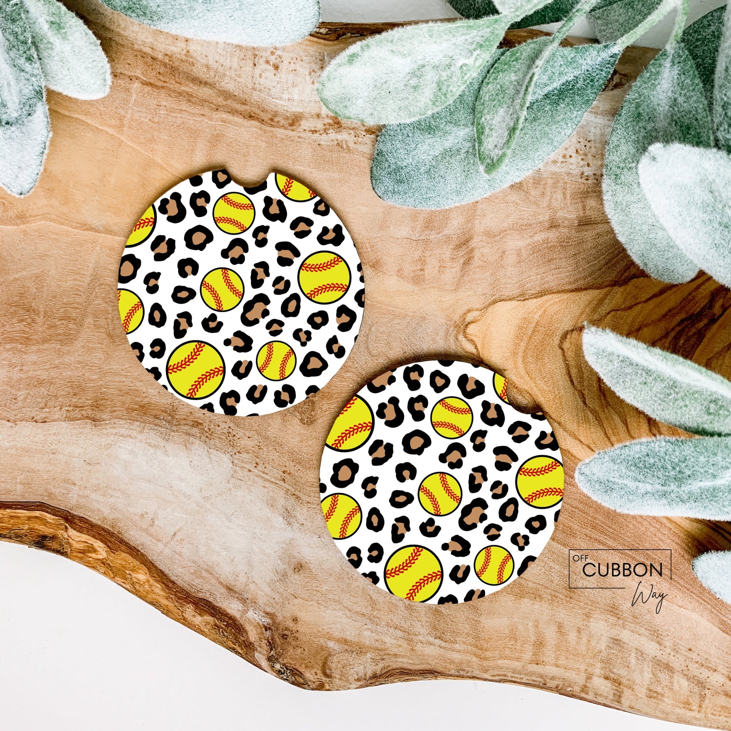 Softball Cheetah Car Coasters