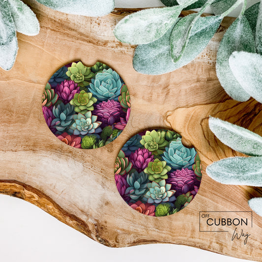 Succulent Collection Car Coasters