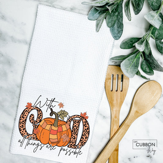 With God Kitchen Tea Towel